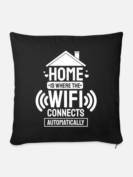 Wifi-Wireless-Internet-Nerd-Geschenk - Sofakissenbezug 45 x 45 cm - Schwarz
