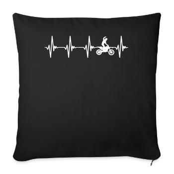 Motocross Heartbeat White - Sofa pillowcase 17,3'' x 17,3'' (45 x 45 cm) - black - Front