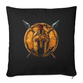 Spartaner Krieger Spartanischer Kämpfe Helm - Sofakissenbezug 45 x 45 cm - Schwarz - Vorne