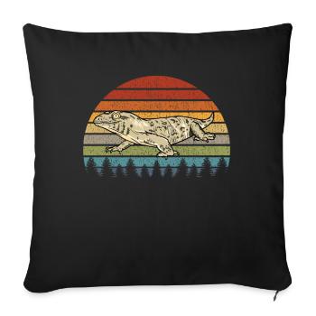 Rectile géant neucalédonien Reptile Lappenfinger - Housse de coussin décorative 45 x 45 cm - noir - Devant