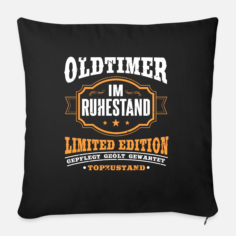 Oldtimer im Ruhestand Rentner Geschenk - Sofakissenbezug 45 x 45 cm - Schwarz