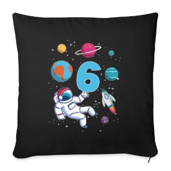 Astronaut rocket 6th birthday space 6 years - Sofa pillowcase 17,3'' x 17,3'' (45 x 45 cm) - black - Front