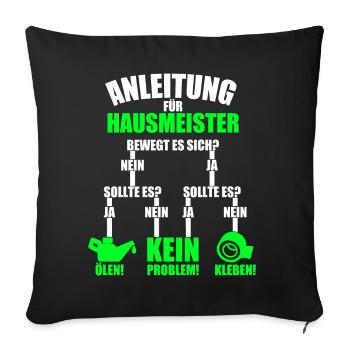 Anleitung für Hausmeister Hauswart Geschenk - Sofakissenbezug 45 x 45 cm - Schwarz - Vorne