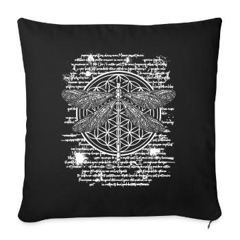 Libellule occulte Leonardo Da Vinci livre dessin - Housse de coussin décorative 45 x 45 cm - noir - Devant