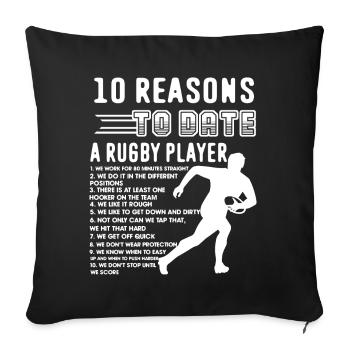 Rugby Player 10 Reasons To Date Rugby Player - Sofa pillowcase 17,3'' x 17,3'' (45 x 45 cm) - black - Front