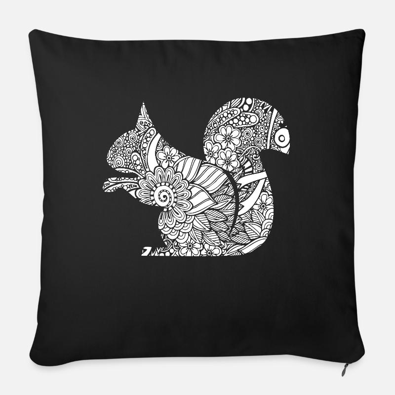 Eichhörnchen Eichhörnchen Blumenmuster - Sofakissenbezug 45 x 45 cm - Schwarz