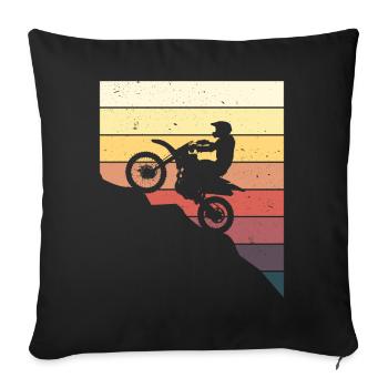 Pilote de motocross cadeau rétro hommes femmes - Housse de coussin décorative 45 x 45 cm - noir - Devant