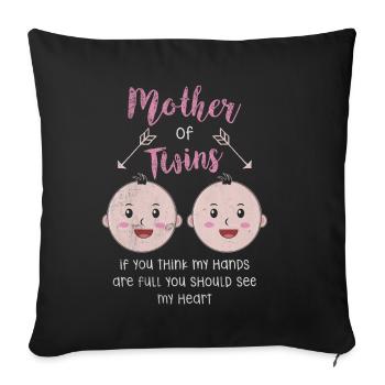 Cadeau de jumeaux bébé jumeaux - Housse de coussin décorative 45 x 45 cm - noir - Devant