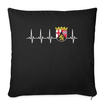Drapeau rhénan-Palatinat en battements de coeur EKG Motif pour - Housse de coussin décorative 45 x 45 cm - noir - Devant