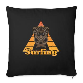 Surfing surfing Hawaii Tiki surfing gift - Sofa pillowcase 17,3'' x 17,3'' (45 x 45 cm) - black - Front