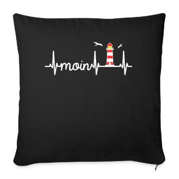 Moin lettering & heartbeat north German - Sofa pillowcase 17,3'' x 17,3'' (45 x 45 cm) - black - Front