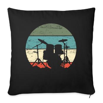 Schlagzeug Schlagzeuger - Sofakissenbezug 45 x 45 cm - Schwarz - Vorne