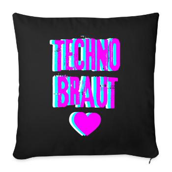Techno Braut Frauen House Rave Festival Kleidung - Sofakissenbezug 45 x 45 cm - Schwarz - Vorne