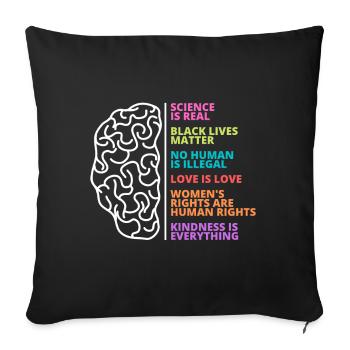 Science, people, life, love, women, rights - Sofa pillowcase 17,3'' x 17,3'' (45 x 45 cm) - black - Front