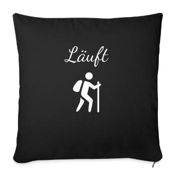 Tshirt de course Haut de randonnée drôle avec randonneur - Housse de coussin décorative 45 x 45 cm - noir - Devant