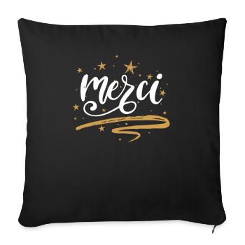 Paris Merci France - Housse de coussin décorative 45 x 45 cm - noir - Devant