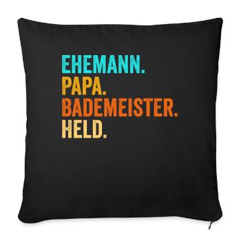 Bademeister Papa Held Schwimmen Rettungsschwimmer - Sofakissenbezug 45 x 45 cm - Schwarz - Vorne