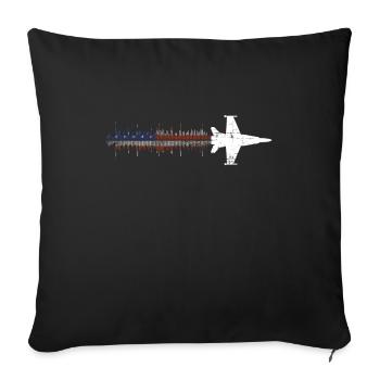 Kampfjet Schallwelle USA Flagge - Sofakissenbezug 45 x 45 cm - Schwarz - Vorne