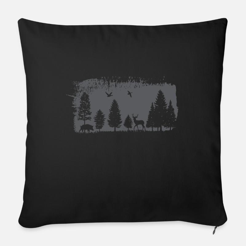 Wald Design - Sofakissenbezug 45 x 45 cm - Schwarz
