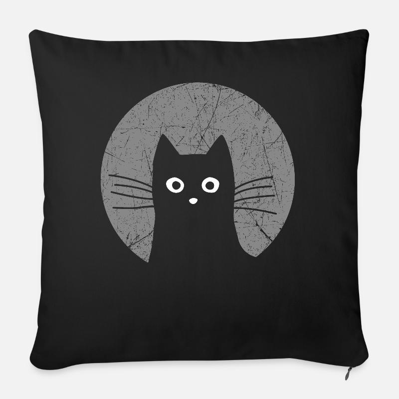 chat - Housse de coussin décorative 45 x 45 cm - noir