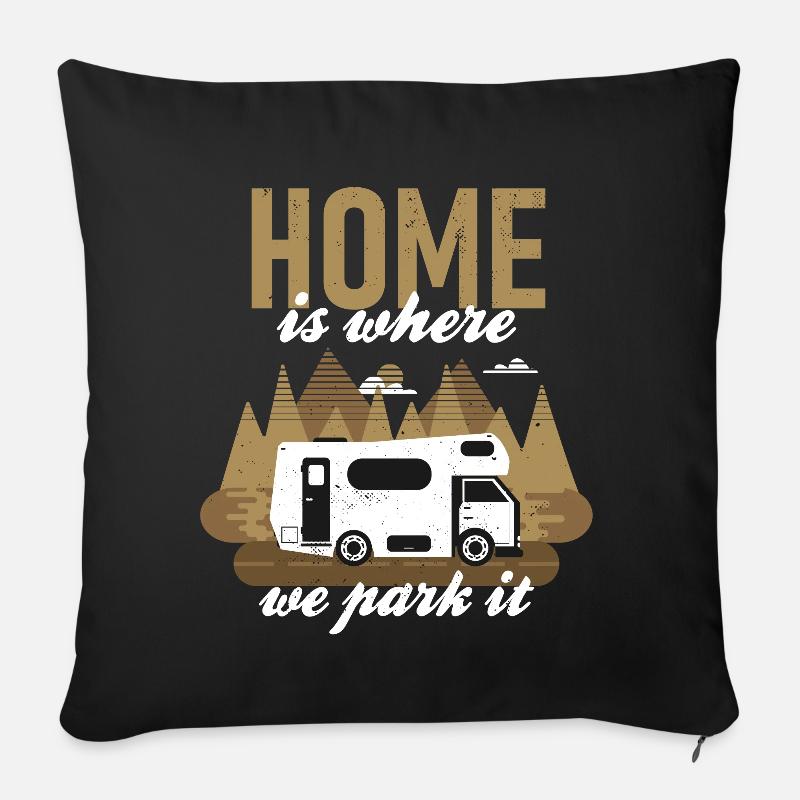 Cool camping caravane van disant - Housse de coussin décorative 45 x 45 cm - noir