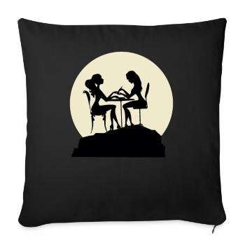 Stylish Manicurist And Moon Design - Sofa pillowcase 17,3'' x 17,3'' (45 x 45 cm) - black - Front