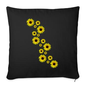 yellow sunflowers, sunflowers, flowers, flowers - Sofa pillowcase 17,3'' x 17,3'' (45 x 45 cm) - black - Front