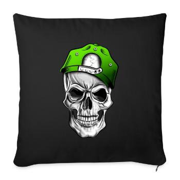 Crâne ou crâne, crâne avec casquette de baseball - Housse de coussin décorative 45 x 45 cm - noir - Devant