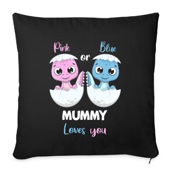 Pink Or Blue Mummy Loves you Gender Reveal Party - Housse de coussin décorative 45 x 45 cm - noir - Devant