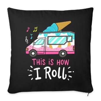 Ice cream van ice cream seller - Sofa pillowcase 17,3'' x 17,3'' (45 x 45 cm) - black - Front