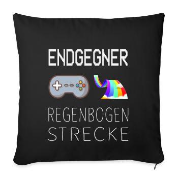 Endgegner Regenbogenstrecke Mario Kart Gaming - Sofakissenbezug 45 x 45 cm - Schwarz - Vorne