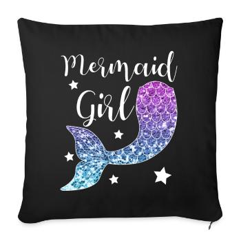 Fille de sirène fille cadeau de sirène - Housse de coussin décorative 45 x 45 cm - noir - Devant