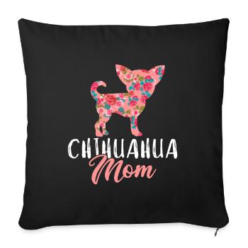 Cadeau drôle de propriétaire de chien de maman de chien de chihuahua - Housse de coussin décorative 45 x 45 cm - noir - Devant
