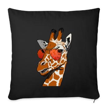 girafe drôle avec des lunettes de soleil cadeau de girafe - Housse de coussin décorative 45 x 45 cm - noir - Devant