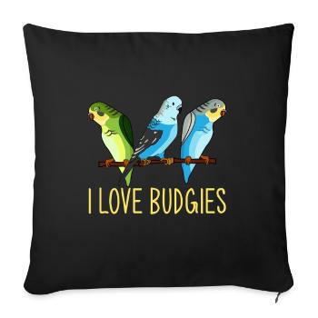 Budgie, Budgie Vintage, Budgie - Sofa pillowcase 17,3'' x 17,3'' (45 x 45 cm) - black - Front