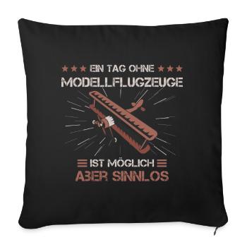 Model flying model airplane model builder gift - Sofa pillowcase 17,3'' x 17,3'' (45 x 45 cm) - black - Front