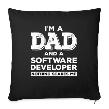 Programmeur père développeur de logiciels IT papa - Housse de coussin décorative 45 x 45 cm - noir - Devant