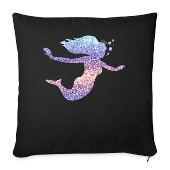 Sirène paillettes cadeau femmes filles - Housse de coussin décorative 45 x 45 cm - noir - Devant