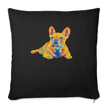 Chiot rétro bouledogue français - Housse de coussin décorative 45 x 45 cm - noir - Devant