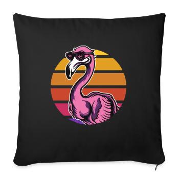 Flamant rose rétro - Housse de coussin décorative 45 x 45 cm - noir - Devant