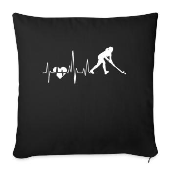 Field hockey Field hockey Heartbeat - Sofa pillowcase 17,3'' x 17,3'' (45 x 45 cm) - black - Front