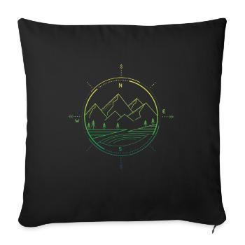 Boussole des montagnes - Housse de coussin décorative 45 x 45 cm - noir - Devant