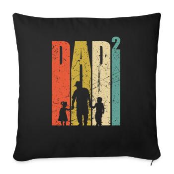 Dad hoch 2 zweifacher Vater werdender Papa 2. Kind - Sofakissenbezug 45 x 45 cm - Schwarz - Vorne
