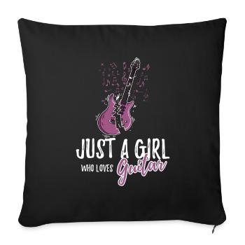 Juste une fille qui aime la guitare Guitariste électrique - Housse de coussin décorative 45 x 45 cm - noir - Devant