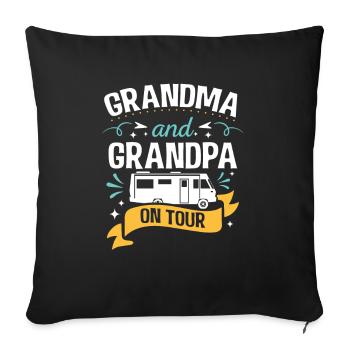 Grand-mère et grand-père en camping-car - Housse de coussin décorative 45 x 45 cm - noir - Devant