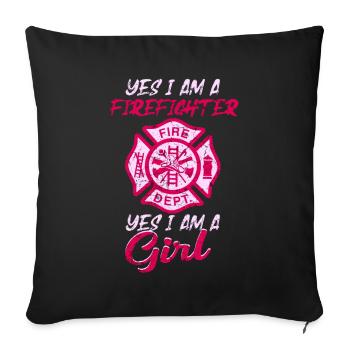 Firefighters woman fire rescue heroine fire protection - Sofa pillowcase 17,3'' x 17,3'' (45 x 45 cm) - black - Front