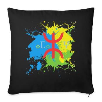 Amazigh Splash Art Design Berber Amazigh Flag - Sofa pillowcase 17,3'' x 17,3'' (45 x 45 cm) - black - Front