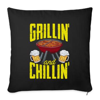 Grillen BBQ - Sofakissenbezug 45 x 45 cm - Schwarz - Vorne