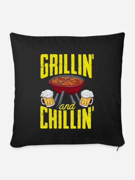 Grillen BBQ - Sofakissenbezug 45 x 45 cm - Schwarz