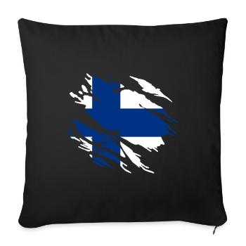Finland Flag - Sofa pillowcase 17,3'' x 17,3'' (45 x 45 cm) - black - Front